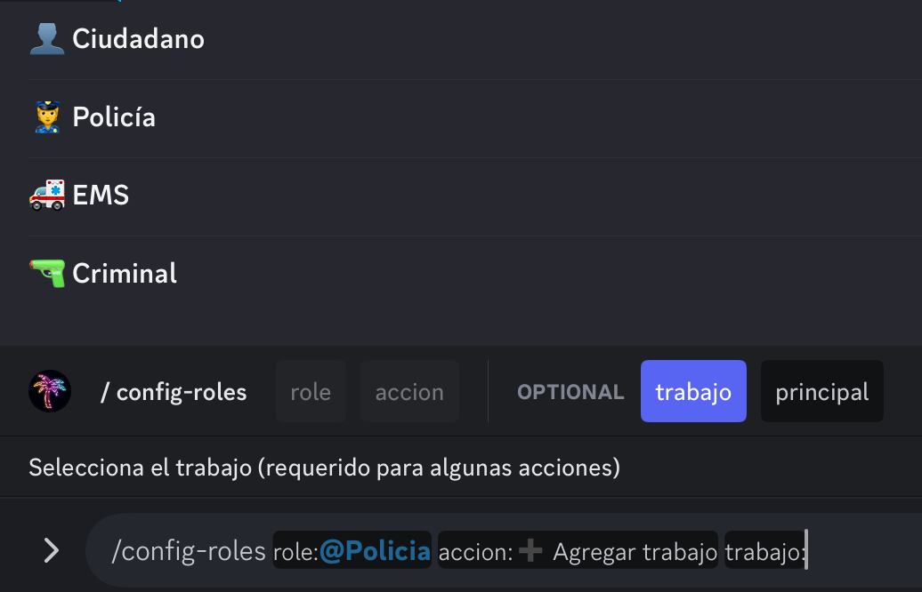 selector de trabajo